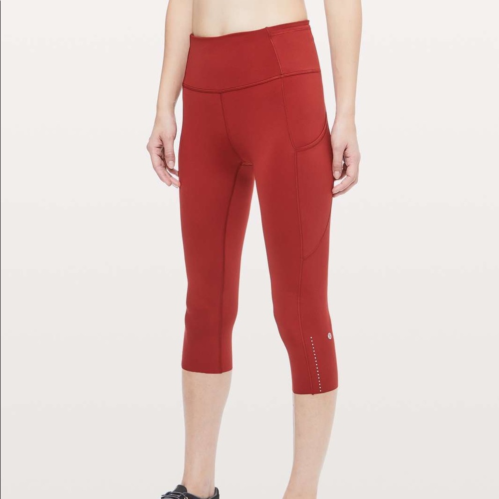 Lululemon Fast & Free Crop II, 10, dark sport red